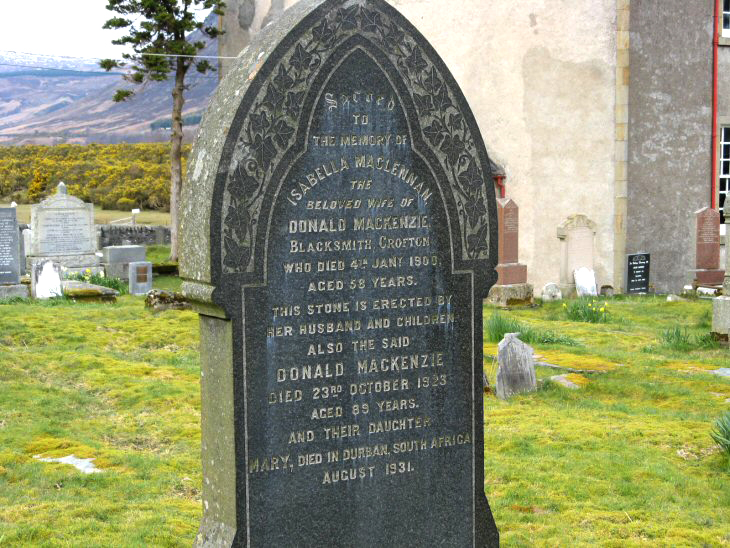 Photo of headstones/Isabella MacLennan d1900 hdstn Lochbroom churchyard